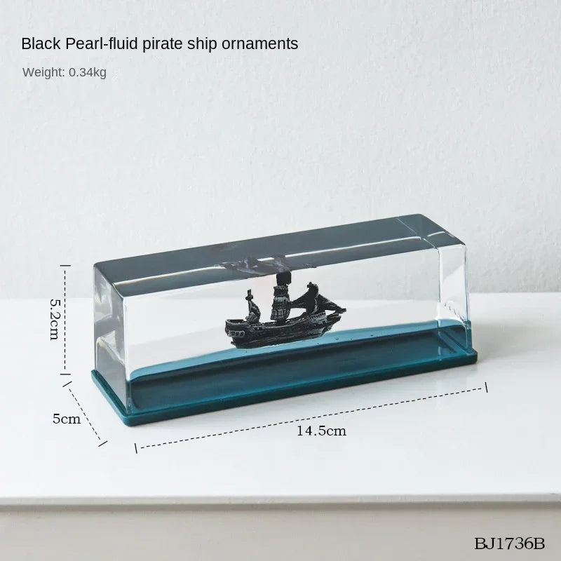 Indestructible Black Pearl Fluid Ship Liquid Drift Bottle Barcos Floating Titanic Boat Living Room Decorations Desk Accessories