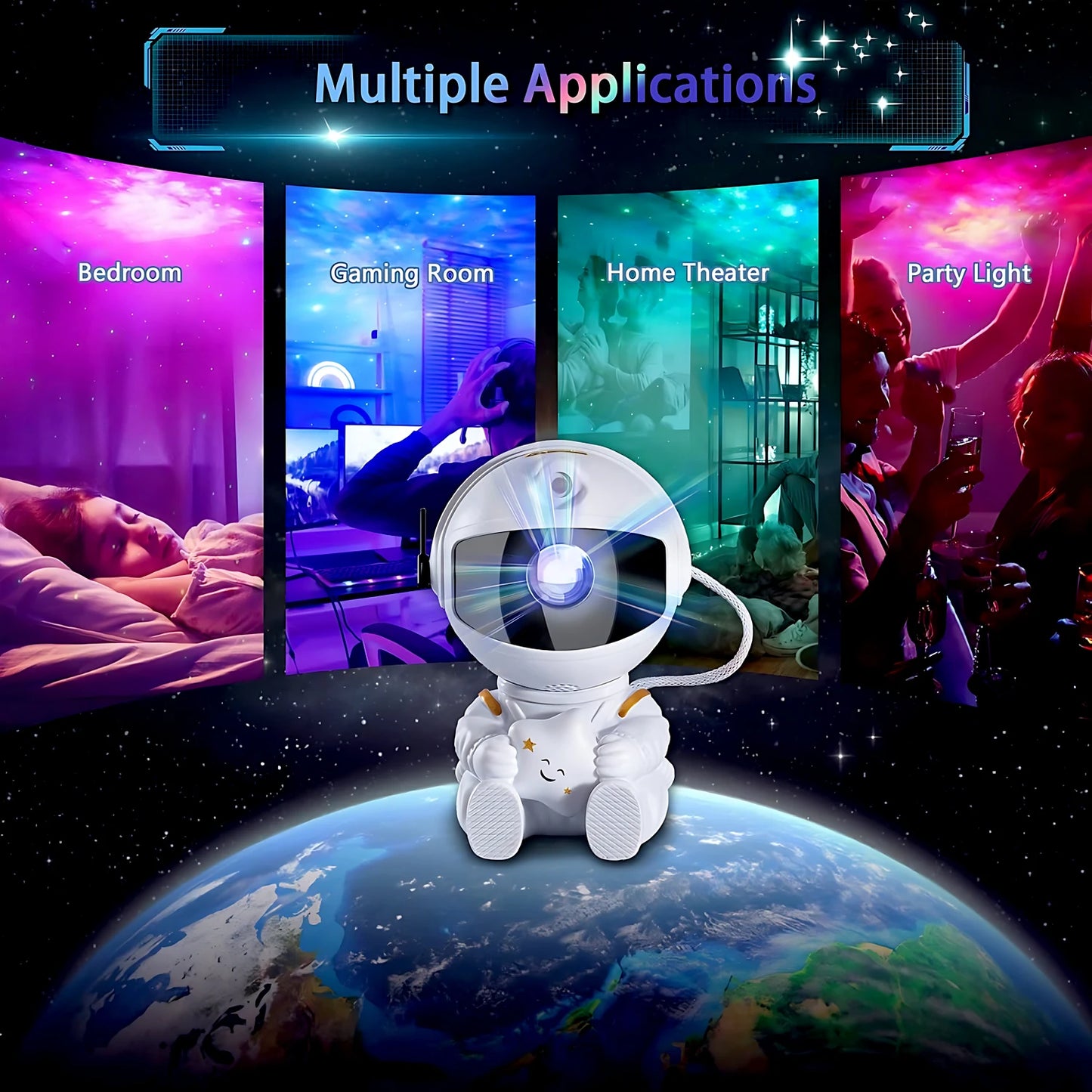 Astronaut Star Projector – Galaxy Light with Nebula & Stars 🌠 | Kids & Adults Room Decor | Perfect Gift