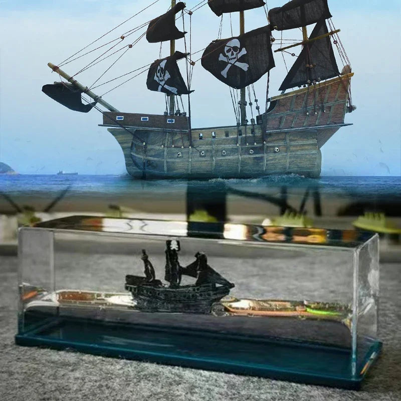Indestructible Black Pearl Fluid Ship Liquid Drift Bottle Barcos Floating Titanic Boat Living Room Decorations Desk Accessories