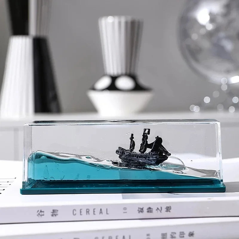 Indestructible Black Pearl Fluid Ship Liquid Drift Bottle Barcos Floating Titanic Boat Living Room Decorations Desk Accessories