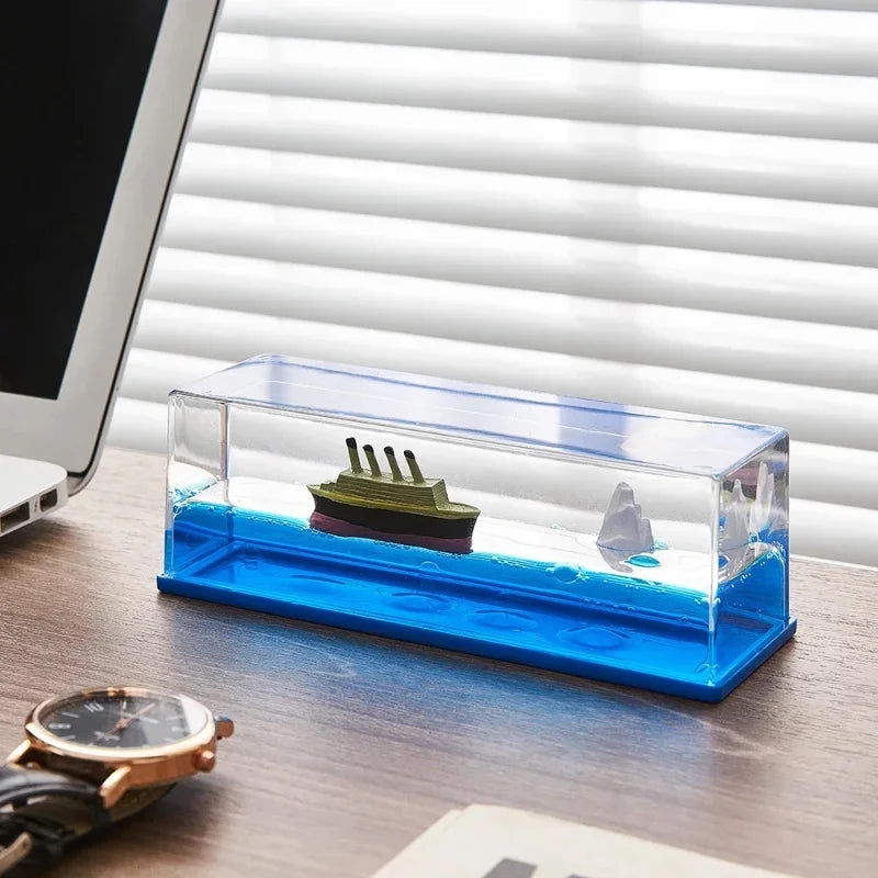Indestructible Black Pearl Fluid Ship Liquid Drift Bottle Barcos Floating Titanic Boat Living Room Decorations Desk Accessories