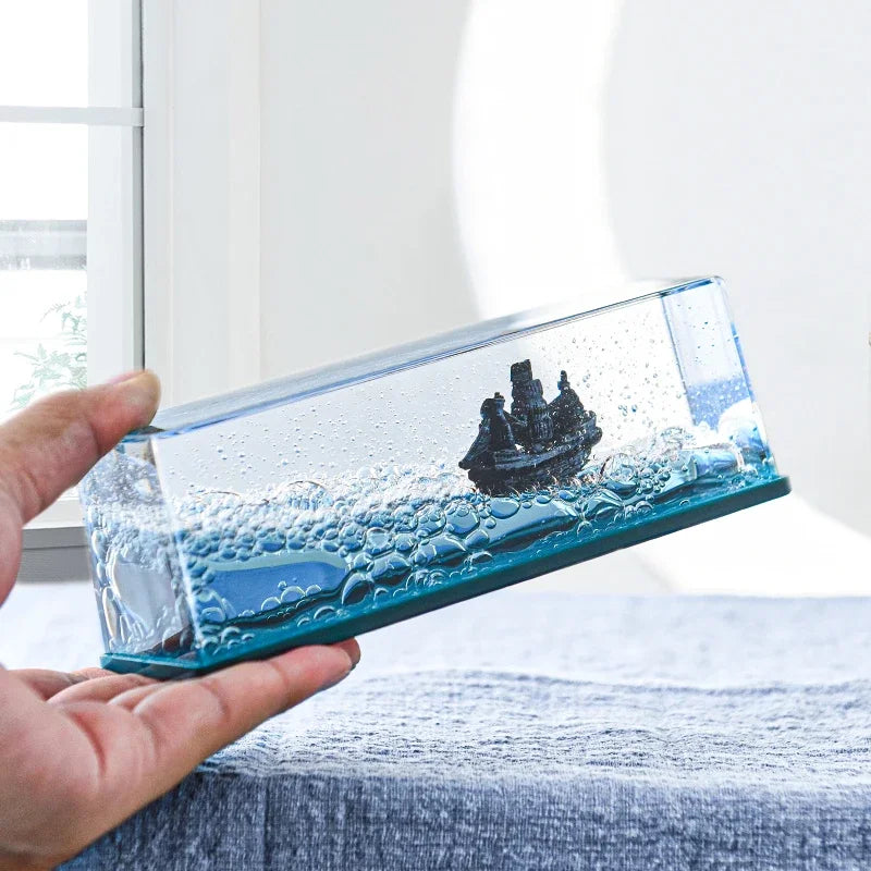 Indestructible Black Pearl Fluid Ship Liquid Drift Bottle Barcos Floating Titanic Boat Living Room Decorations Desk Accessories