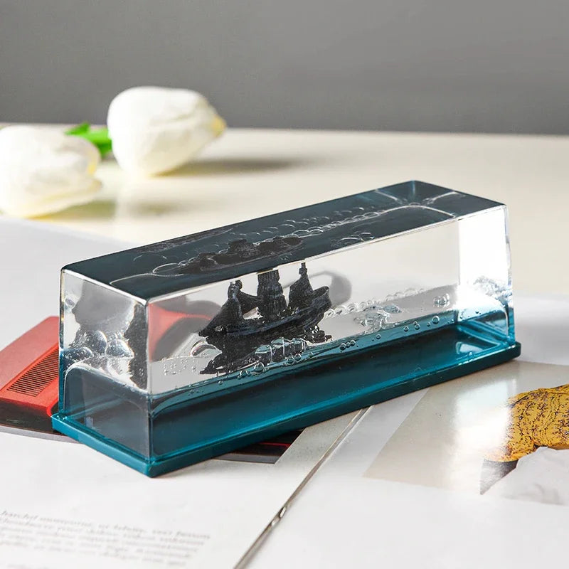 Indestructible Black Pearl Fluid Ship Liquid Drift Bottle Barcos Floating Titanic Boat Living Room Decorations Desk Accessories